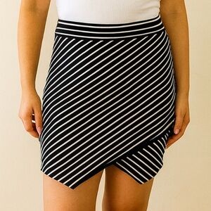 'Branson' Striped Overlap Mini Skirt